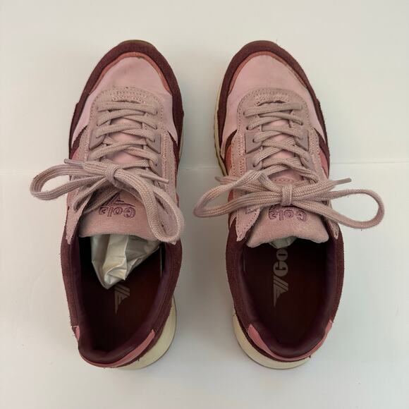 Gola Women’s Daytona Sneakers 6 Pink Burgundy Retro Jogger Suede Nylon Trainers - Picture 2 of 14